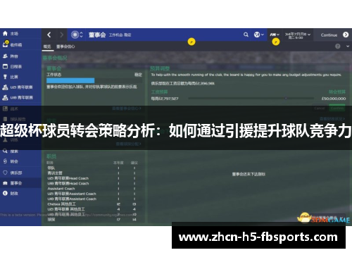 超级杯球员转会策略分析:如何通过引援提升球队竞争力 超级杯球员转会策略分析:如何通过引援提升球队竞争力